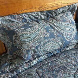 Vtg Westpoint JP Steven’s King Comforter Shams Skirt 2  Valance Paisley Blue USA